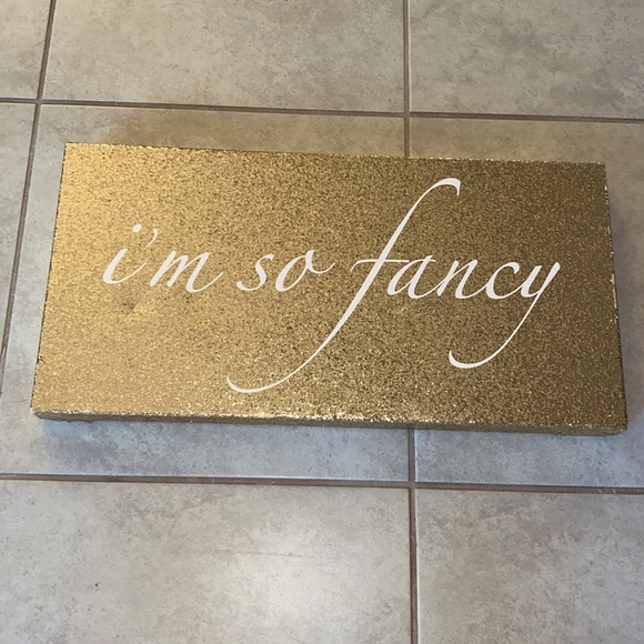 Gold glitter wall art with 'I'm so fancy' text in white.13x24in - Picture 2 of 8